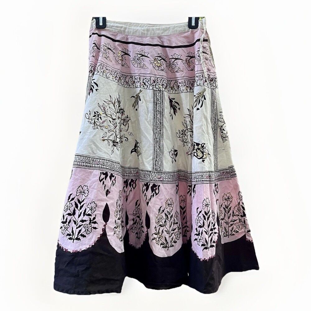Speed Limit Floral Sequin Circle Skirt Womens S Pink Black Witchy Boho Retro 50s